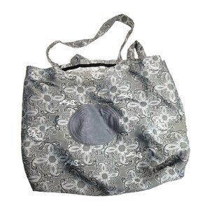 Sharif Gray Fabric Reusable Totes Set of 2 Grey Logo Pattern Bags Dh351